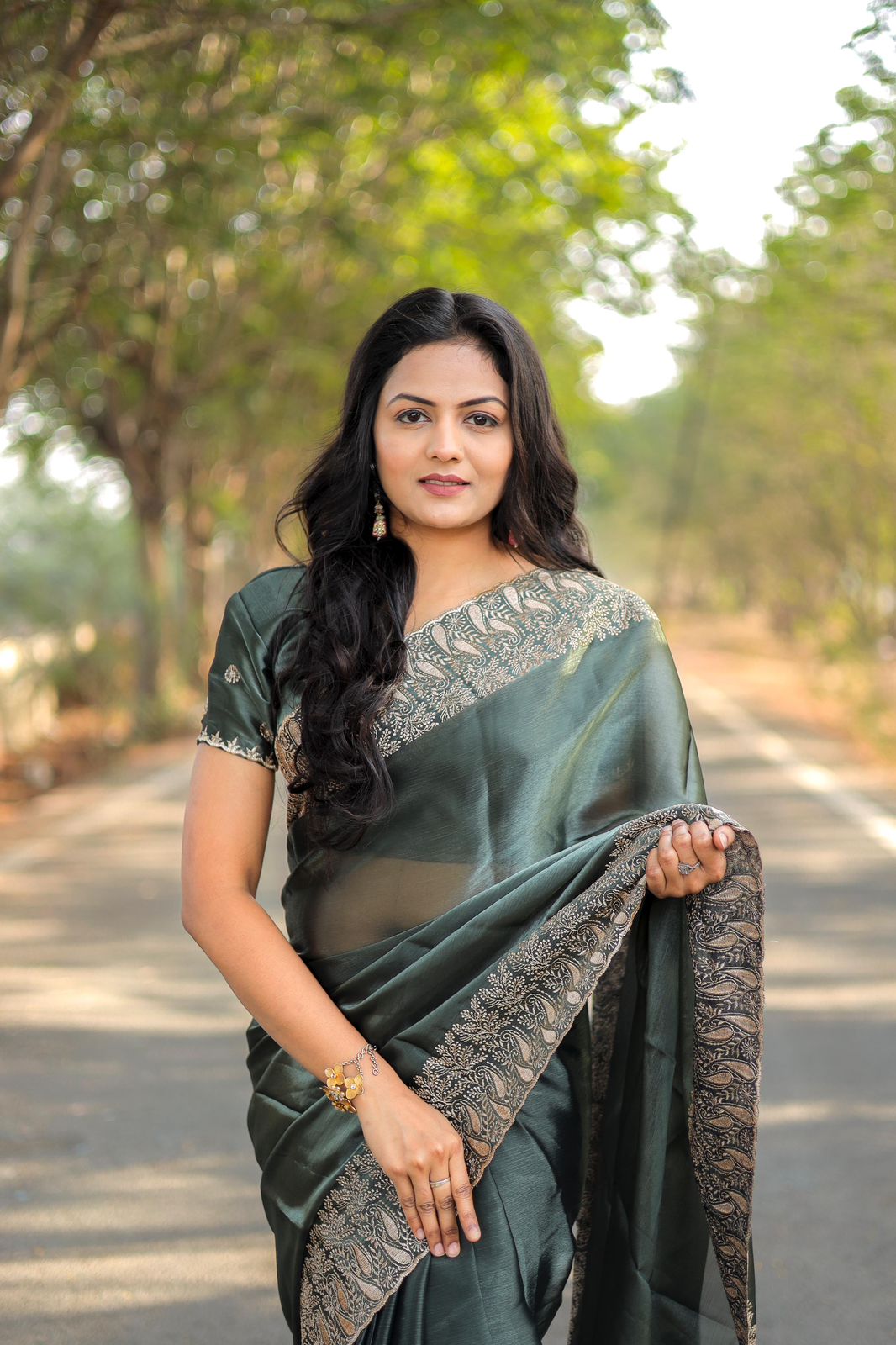 Teeya Creation Teal Color Burberry Silk Heavy Work Saree - Distacart