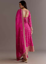 Thumbnail for Teeya Creation Pink Color Chinnon Silk Embroidery Work Gown - Distacart