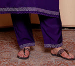 Thumbnail for Miravan Women's Plus Size Purple Muslin Straight kurta and palazzo with dupatta Suit set - Distacart