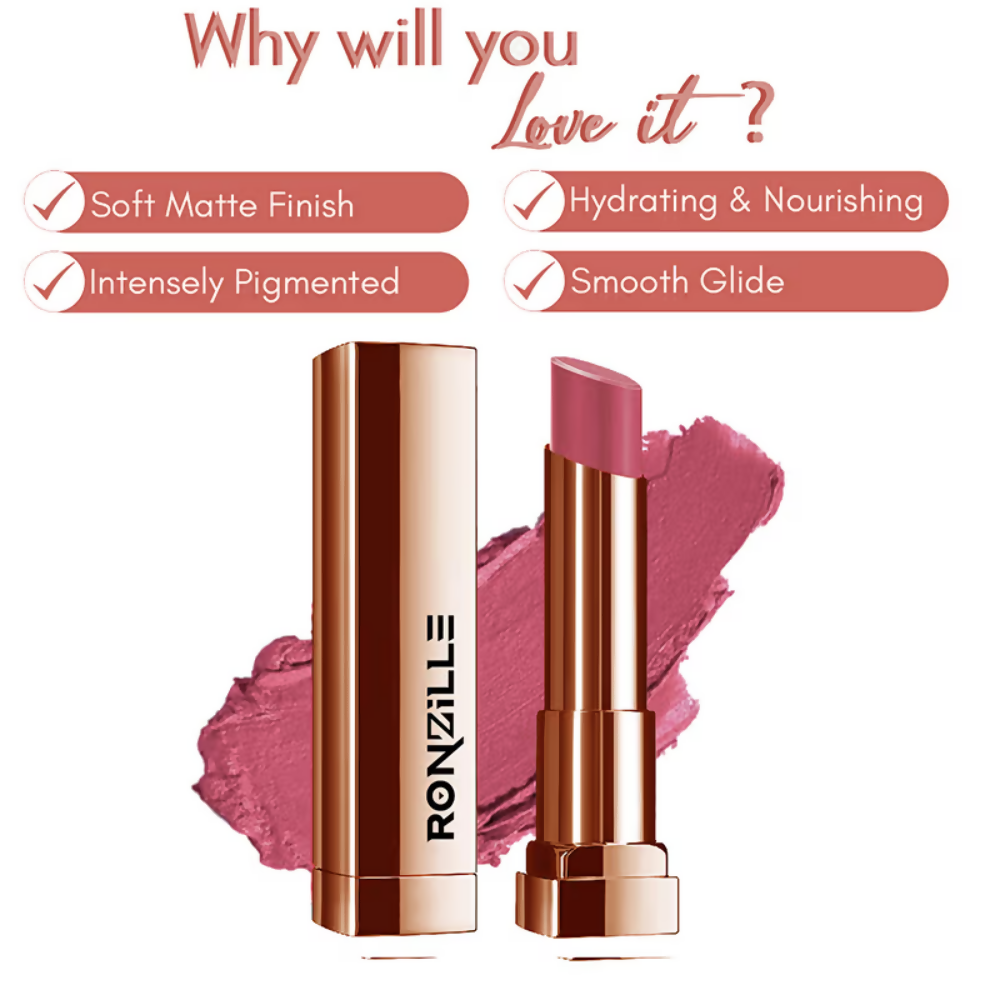 Ronzille Natural Colored Long Stay Matte Lipstick - Shade 17 - Dista