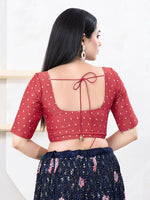 Thumbnail for Joban Fashion Red Tissue Elbow Sleeveless Front Open Blouse