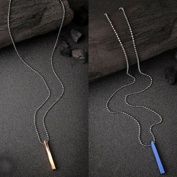 NVR Men's Set of 2 Gold & Blue Geomatric Pendent With Chain - Distacart