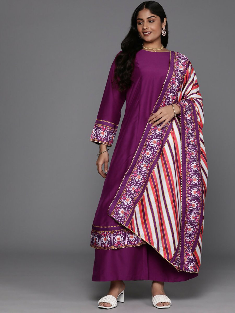 Ahalyaa Women's Traditional wear Kurta Set - Purple - Distacart