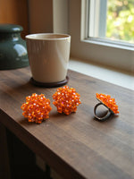 Thumbnail for Inhanns Rangmani Crystal Duo – Adjustable Ring + Statement Earrings Set - Orange - Distacart