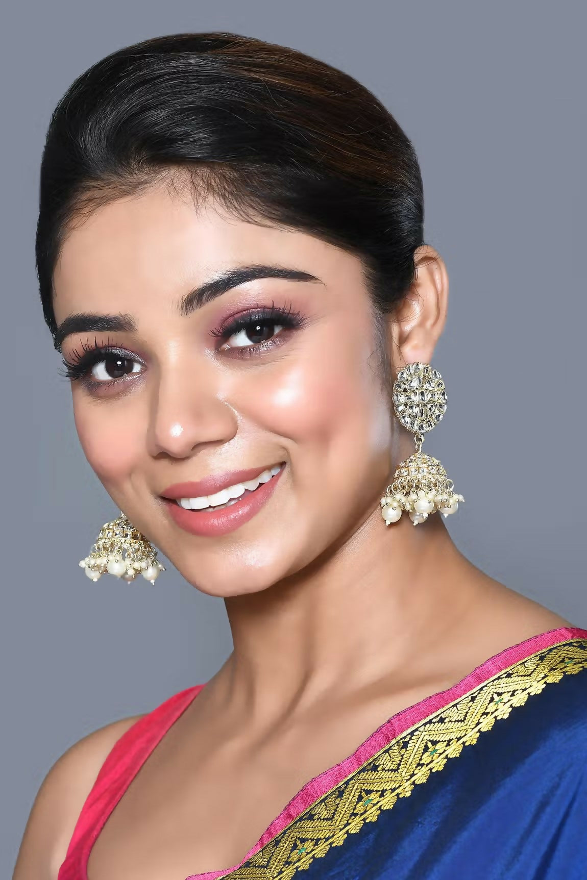 Joban Fashion Women Kundan Pearl Golden White Earrings - Distacart