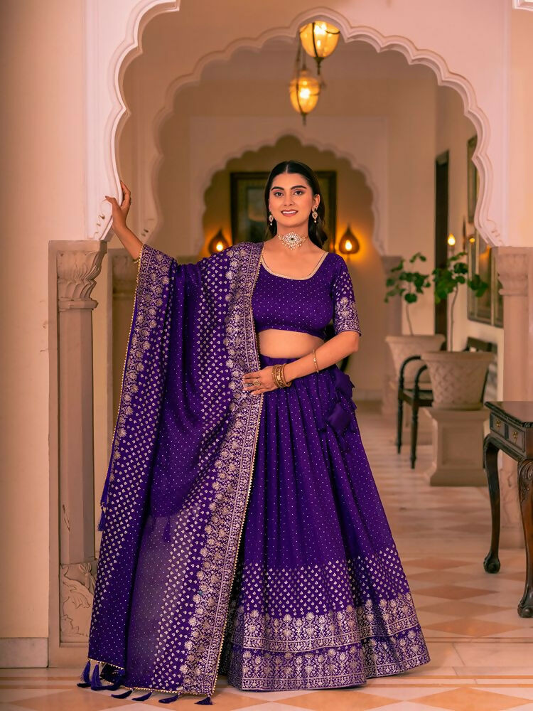 Lehenga Mart Purple Designer Wedding Wear Lehenga Choli - Dista