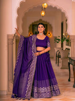 Thumbnail for Lehenga Mart Purple Designer Wedding Wear Lehenga Choli - Dista