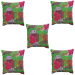 Thumbnail for The Decor Nook Parrot Green Base With Multicolour Flowers Print Cushion Cover - Distacart