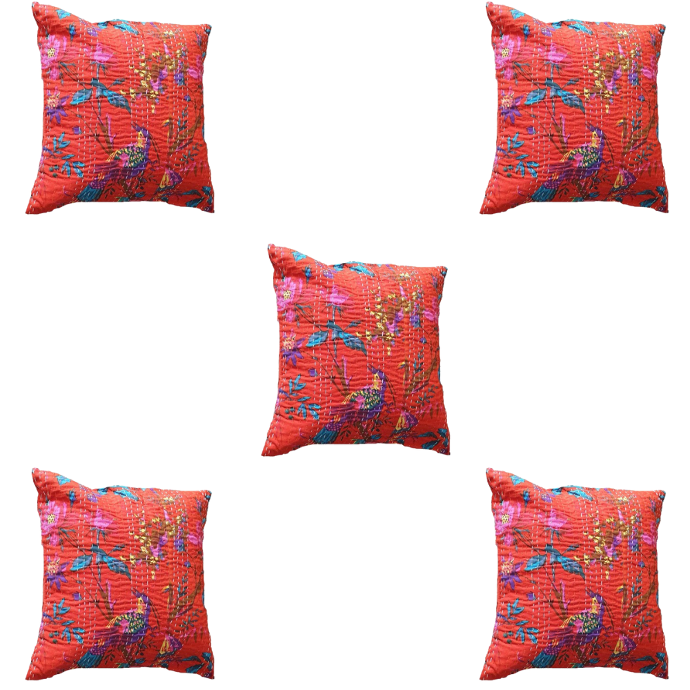 The Decor Nook Orange Base With Birds Print Cushion Cover - Distacart