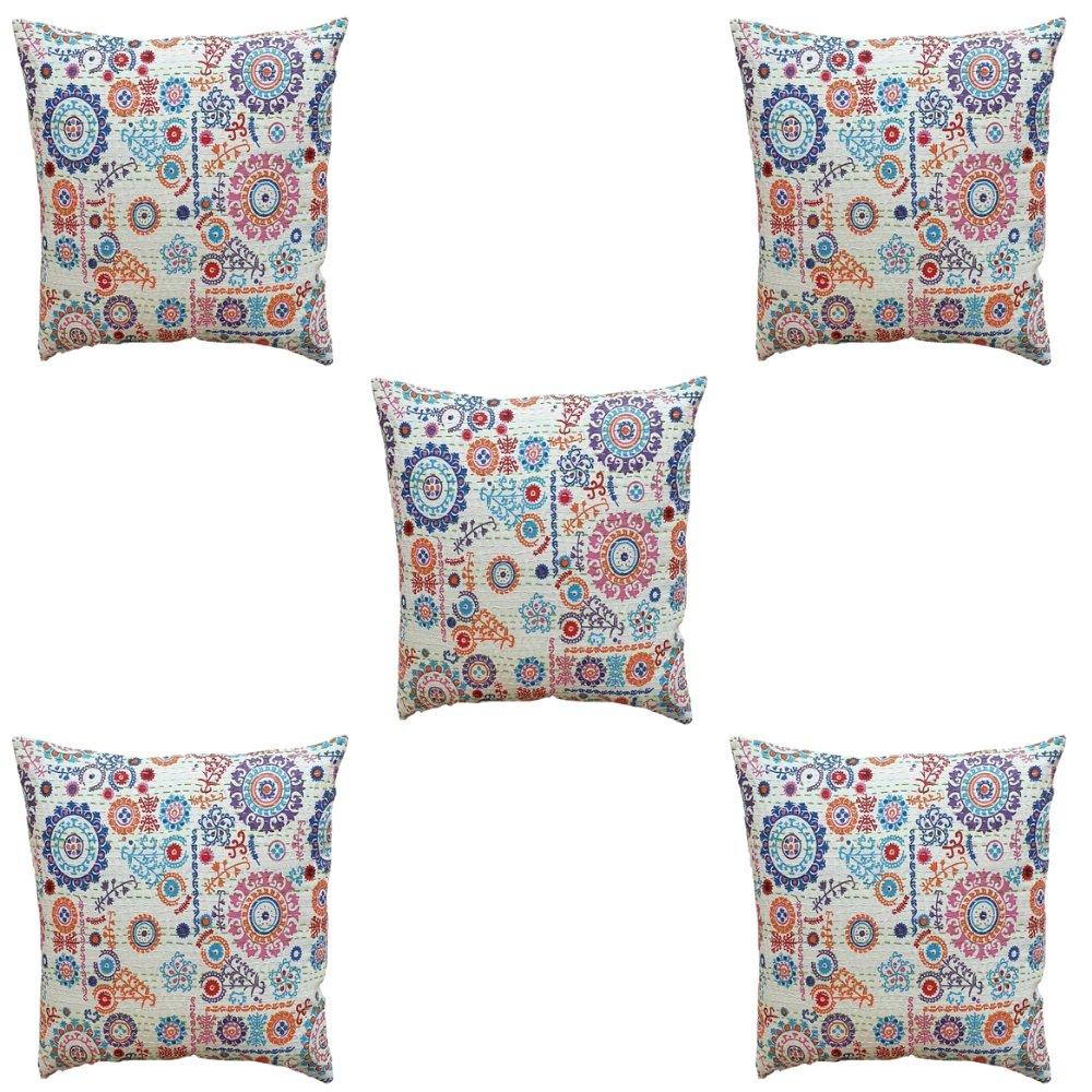The Decor Nook Off White Base With Multicolour Circular Print Cushion Cover - Distacart