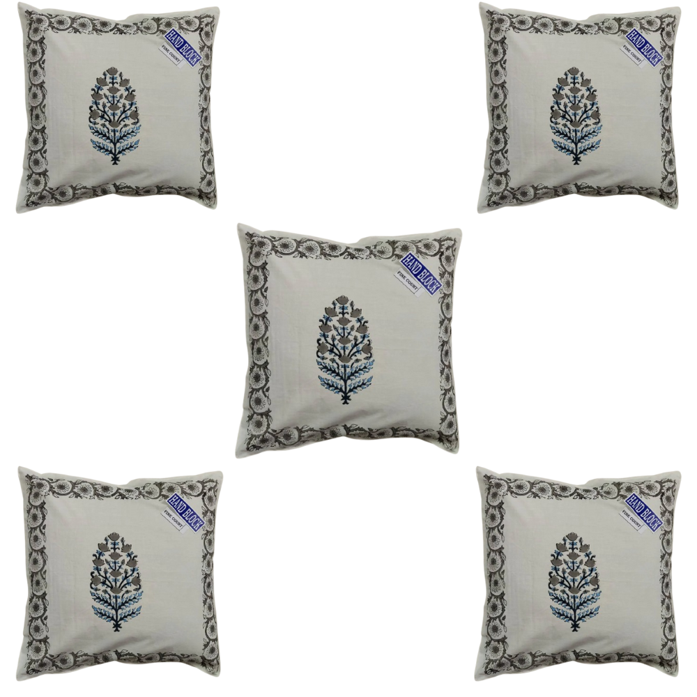 The Decor Nook Grey Floral Pattern With Grey Border Cushion Cover - Distacart
