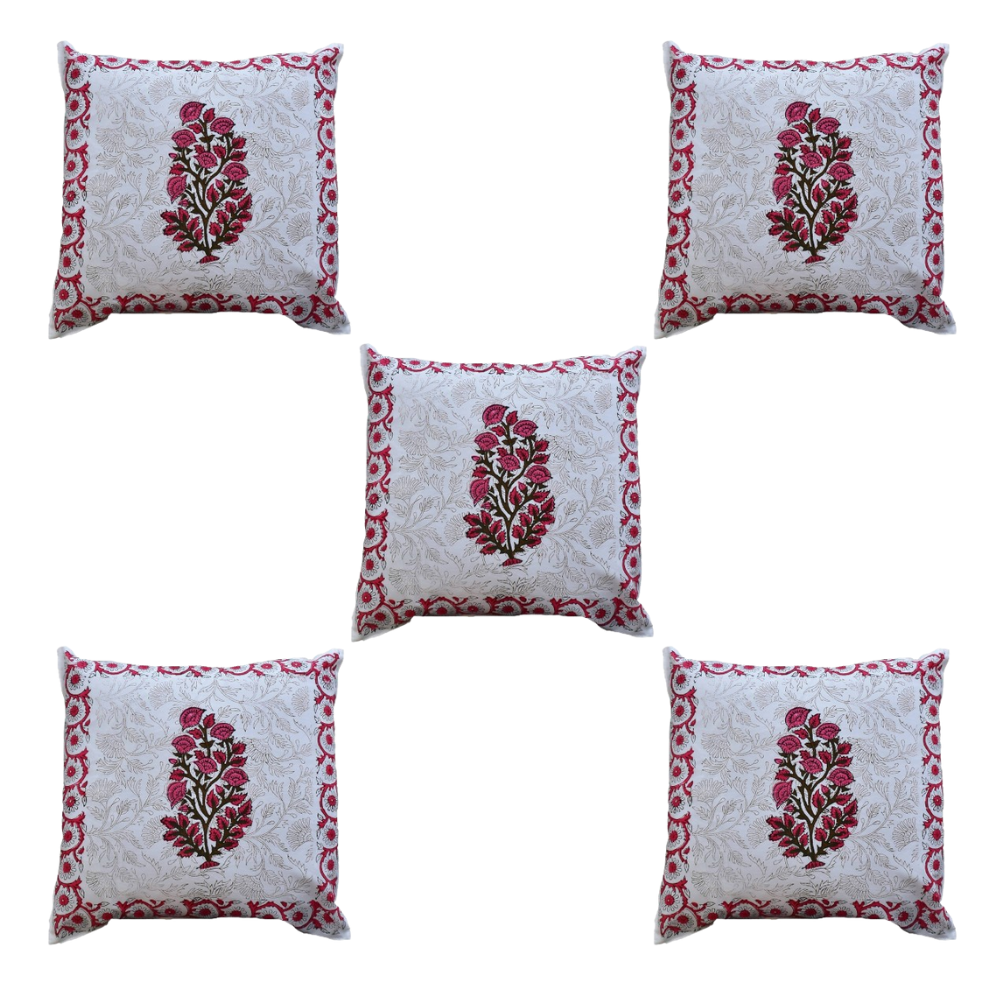 The Decor Nook Pink Floral With Pink Border Cushion Cover - Distacart