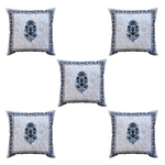 Thumbnail for The Decor Nook Blue Floral Print With Blue Brown Border Cushion Cover - Distacart