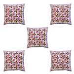 Thumbnail for The Decor Nook Pink Brown Floral Print With Pink Border Cushion Cover - Distacart