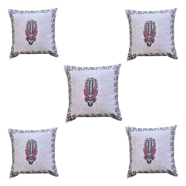 The Decor Nook Pink Cactus Print With Dark Brown Border Cushion Cover - Distacart