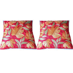 Thumbnail for The Decor Nook Hand Embroidered Crewel Cushion Covers in Mustard Chinar Leaf Motif with Red Base - Distacart