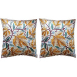 Thumbnail for The Decor Nook Hand Embroidered Crewel Cushion Covers in Mustard & Chinar Leaf Motif with Off White Base - Distacart