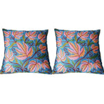 Thumbnail for The Decor Nook Hand Embroidered Crewel Cushion Covers in Colar Pink & Chinar Leaf Motif with Blue Base - Distacart