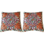 Thumbnail for The Decor Nook Hand Embroidered Crewel Cushion Covers in Mustard & Chinar Leaf Motif with Teal Green Leaves - Distacart