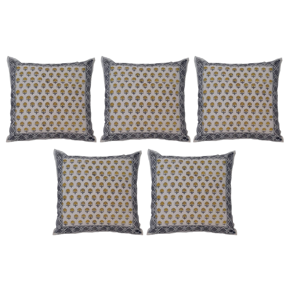 The Decor Nook Yellow Booti Print Cushion Cover - Distacart