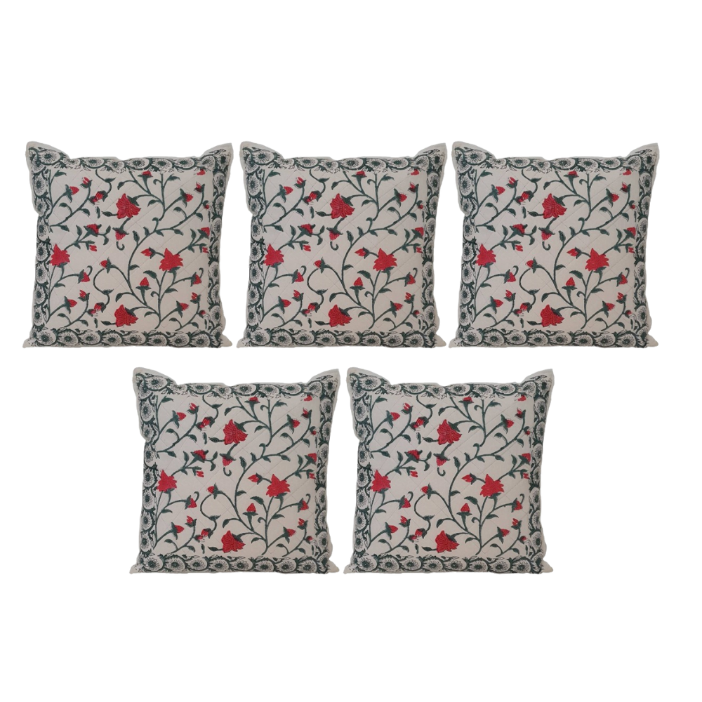 The Decor Nook Red Floral Print Cushion Cover - Distacart