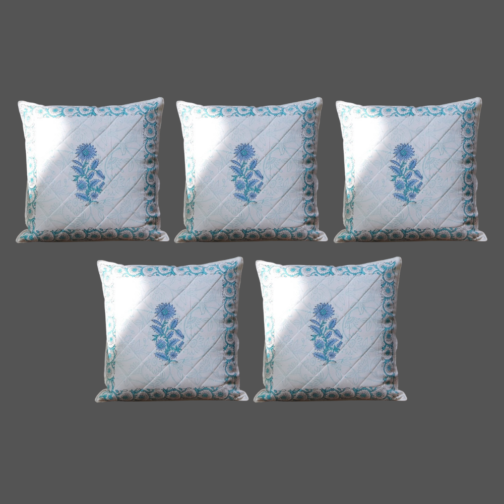 The Decor Nook Blue Dahlia Print Cushion Cover - Distacart