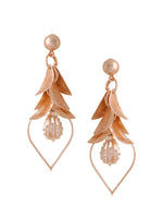 Thumbnail for NVR Women Rose Gold Leaf Shaped Drop Earrings - Distacart