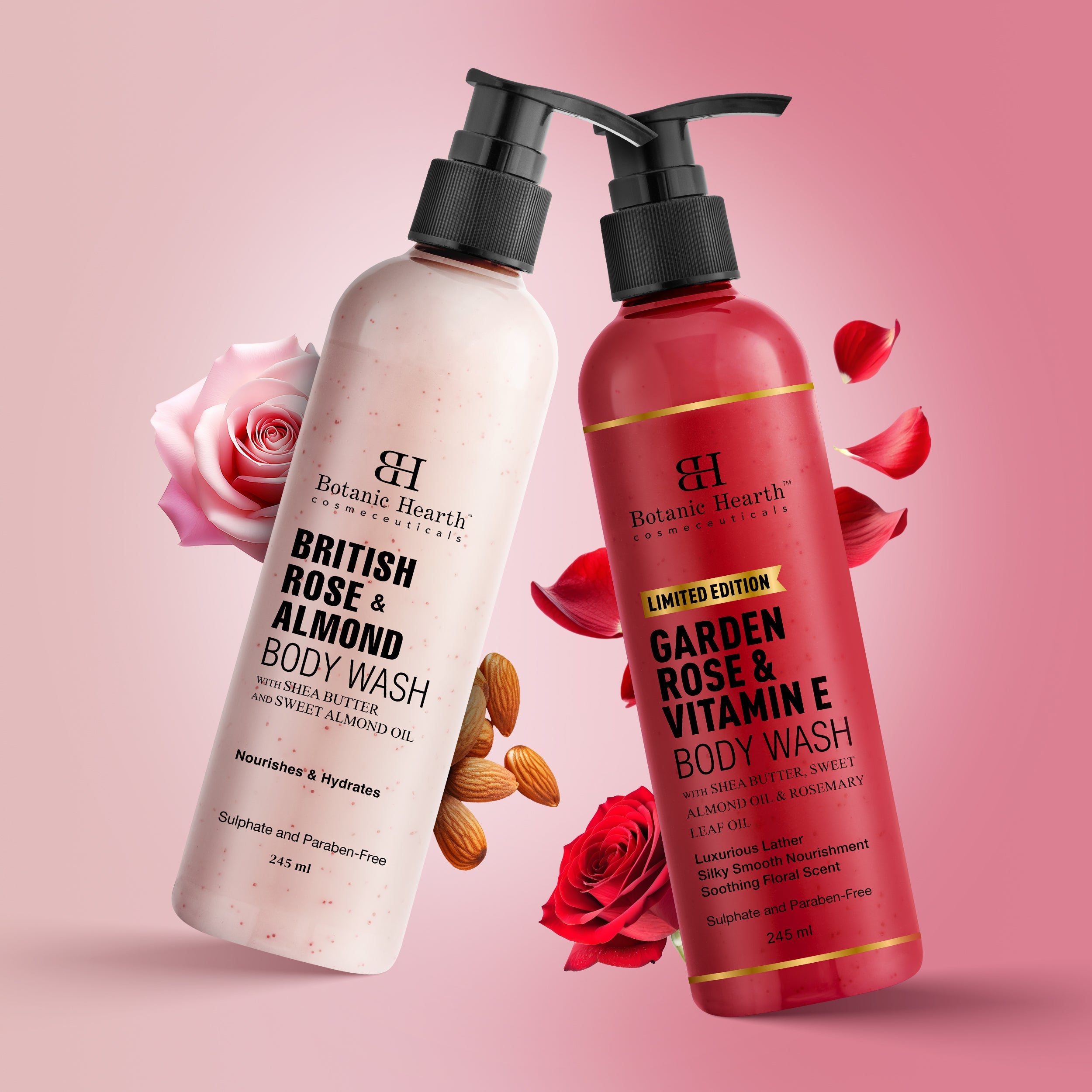 Garden Rose Vitamin E & British Rose Almond Bodywash Set (Pack of 2) - Distacart