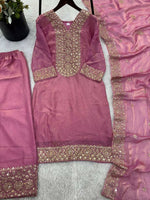 Thumbnail for Teeya Creation Baby Pink Color Fendy Silk Embroidery Work Wedding Wear Salwar Suit - Distacart