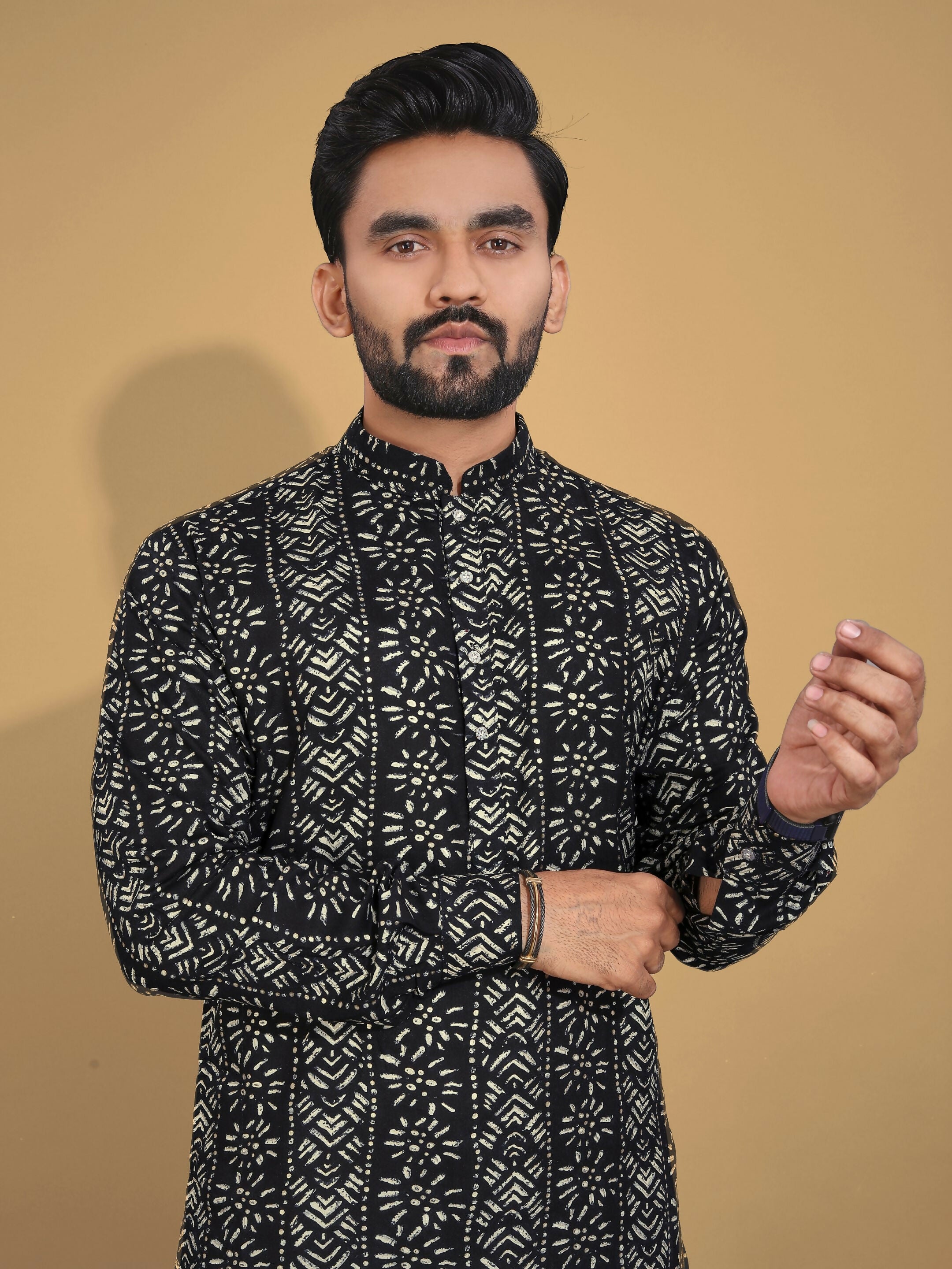 Anaita Black Printed Cotton Straight Kurta - Distacart