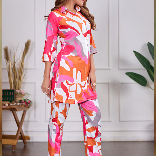 Prazu Fashion Multi Color Printed Cotton Reyon Festival Wear Co-Ord Set - Distacart