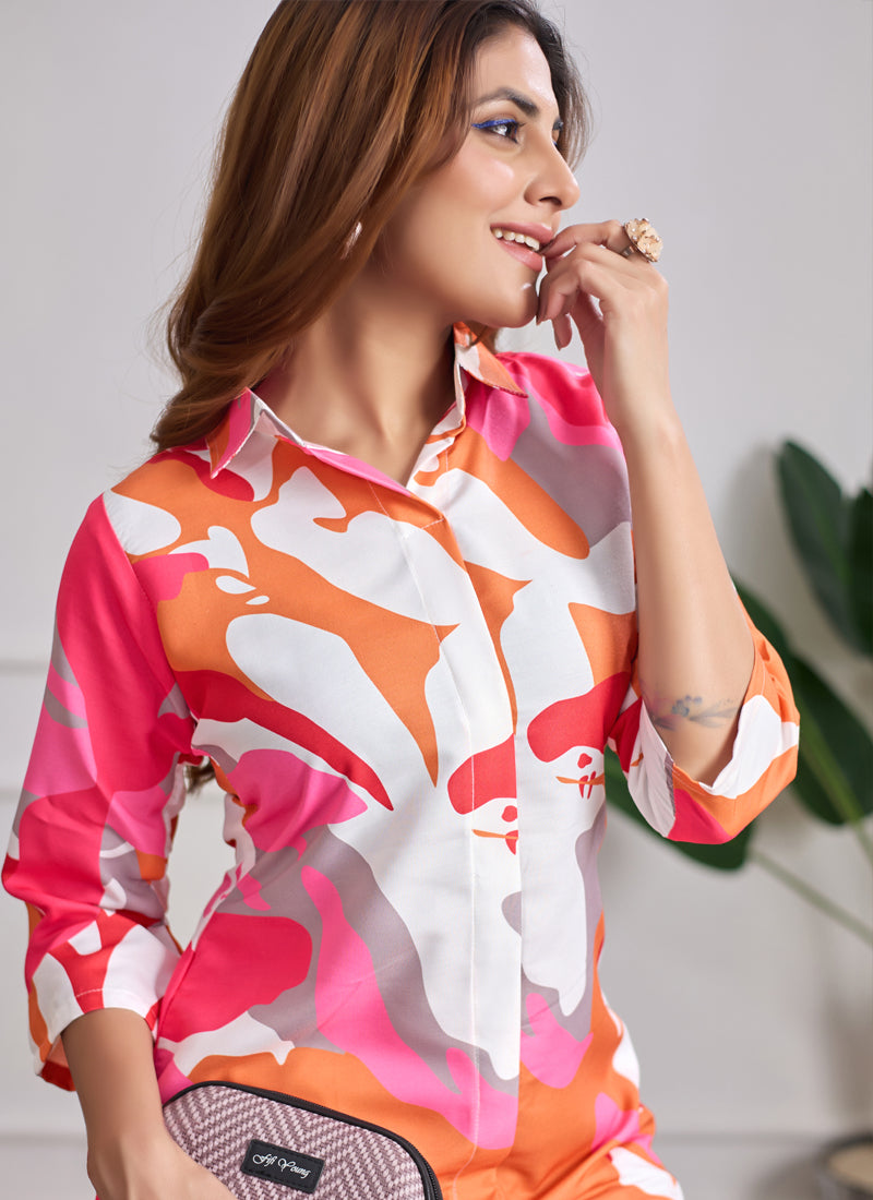 Prazu Fashion Multi Color Printed Cotton Reyon Festival Wear Co-Ord Set - Distacart