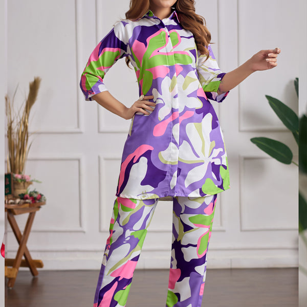 Prazu Fashion Multi Color Printed Cotton Reyon Festival Wear Co-Ord Set - Distacart