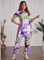 Thumbnail for Prazu Fashion Multi Color Printed Cotton Reyon Festival Wear Co-Ord Set - Distacart