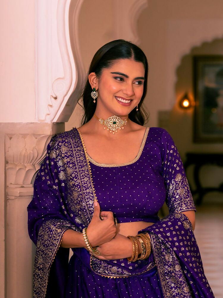 Lehenga Mart Purple Designer Wedding Wear Lehenga Choli - Dista