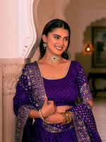 Thumbnail for Lehenga Mart Purple Designer Wedding Wear Lehenga Choli - Dista
