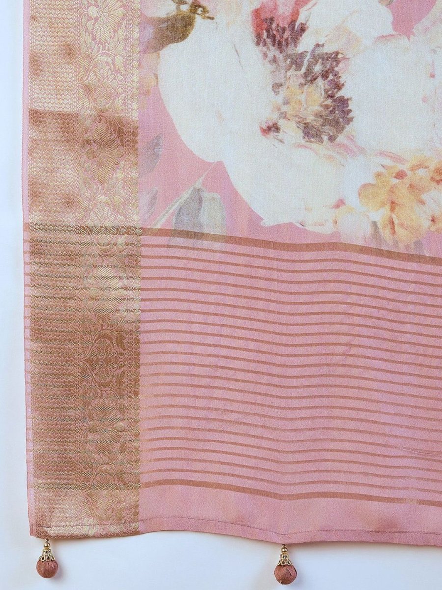 Anouk Floral Zari Silk Blend Sungudi Saree