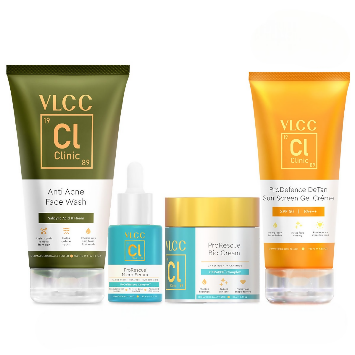 VLCC Clinic Acne Control Regime CSMS (Cleanser, Serum, Moisturizer, Sunscreen) For Acne Care Combo - Distacart