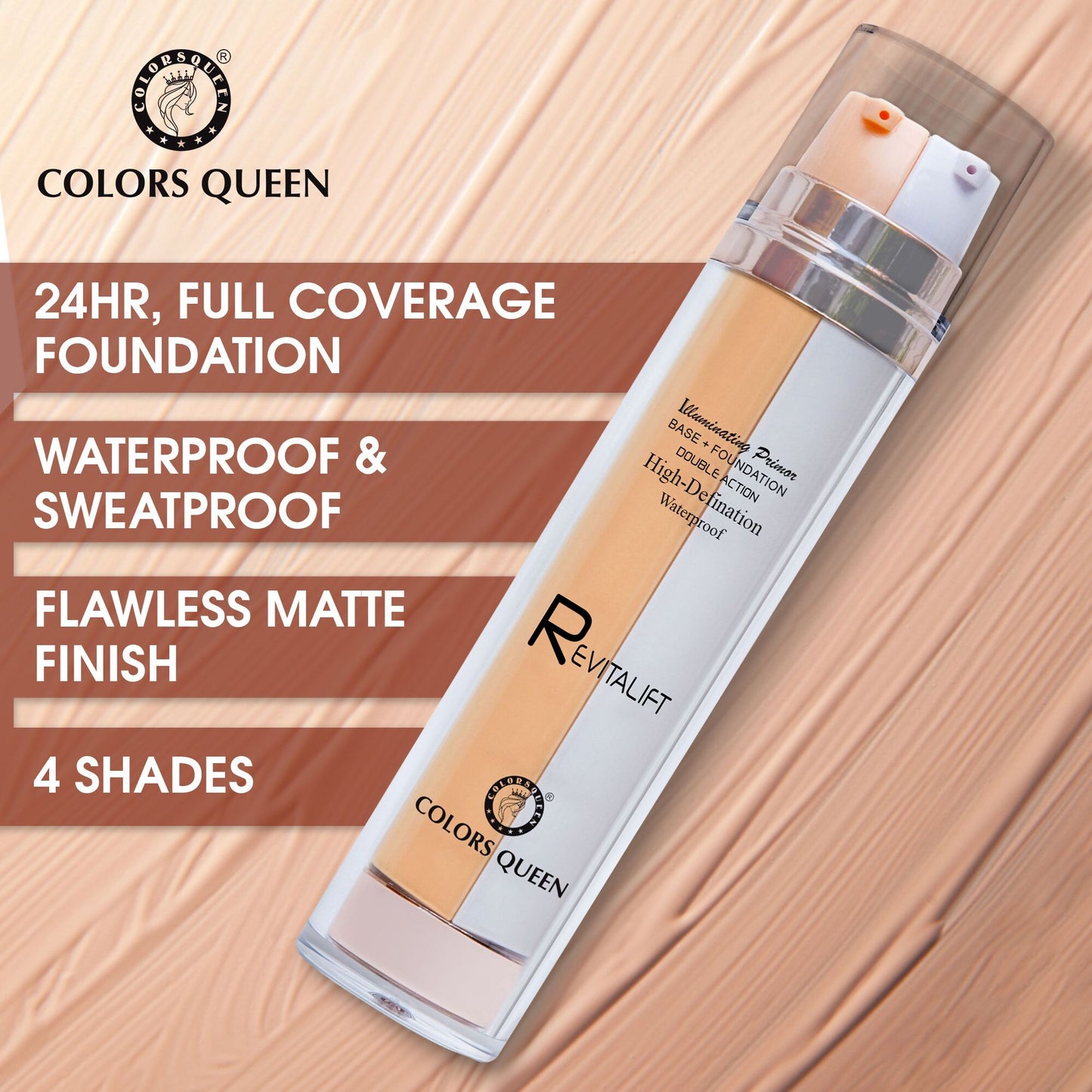 Colors Queen Revitalift Illuminating Primer Base + Foundation - 02 Fair - Distacart