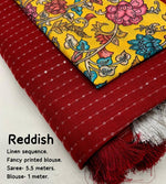 Thumbnail for Red Linen Sequence Saree with Unstitched Blouse - Hiral Fashion - Distacart