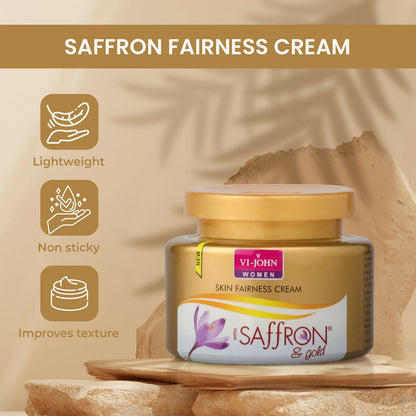 VI-JOHN Saffron Gold Skin Fairness Cream with Vitamin E & Mulberry Extracts - Distacart