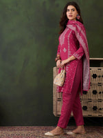 Thumbnail for Sangria Self-Designed Winter Kurta & Trousers With Dupatta