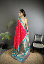 Thumbnail for Joban Fashion Hot Pink Banarasi Soft Silk Woven Butti Saree