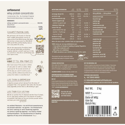 The Whole Truth Whey Protein Concentrate Unflavoured - Distacart
