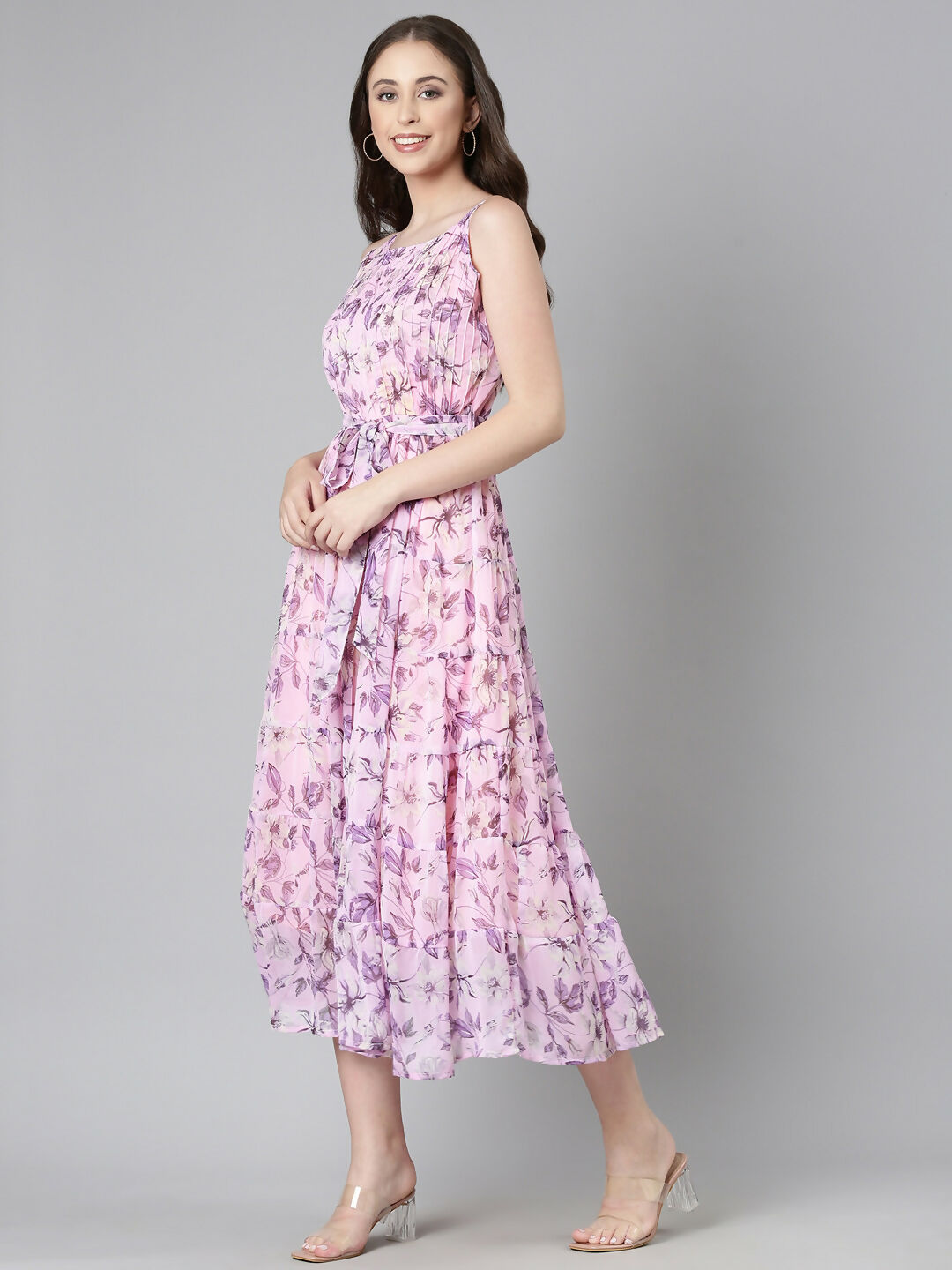 Souchii Floral Chiffon Dress