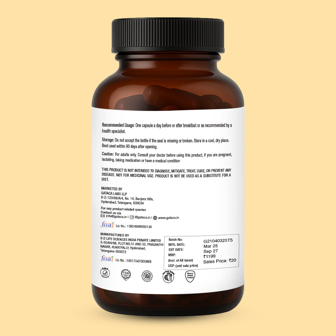 GATACA Pure Betaine TMG - 500 mg Capsules - Distacart