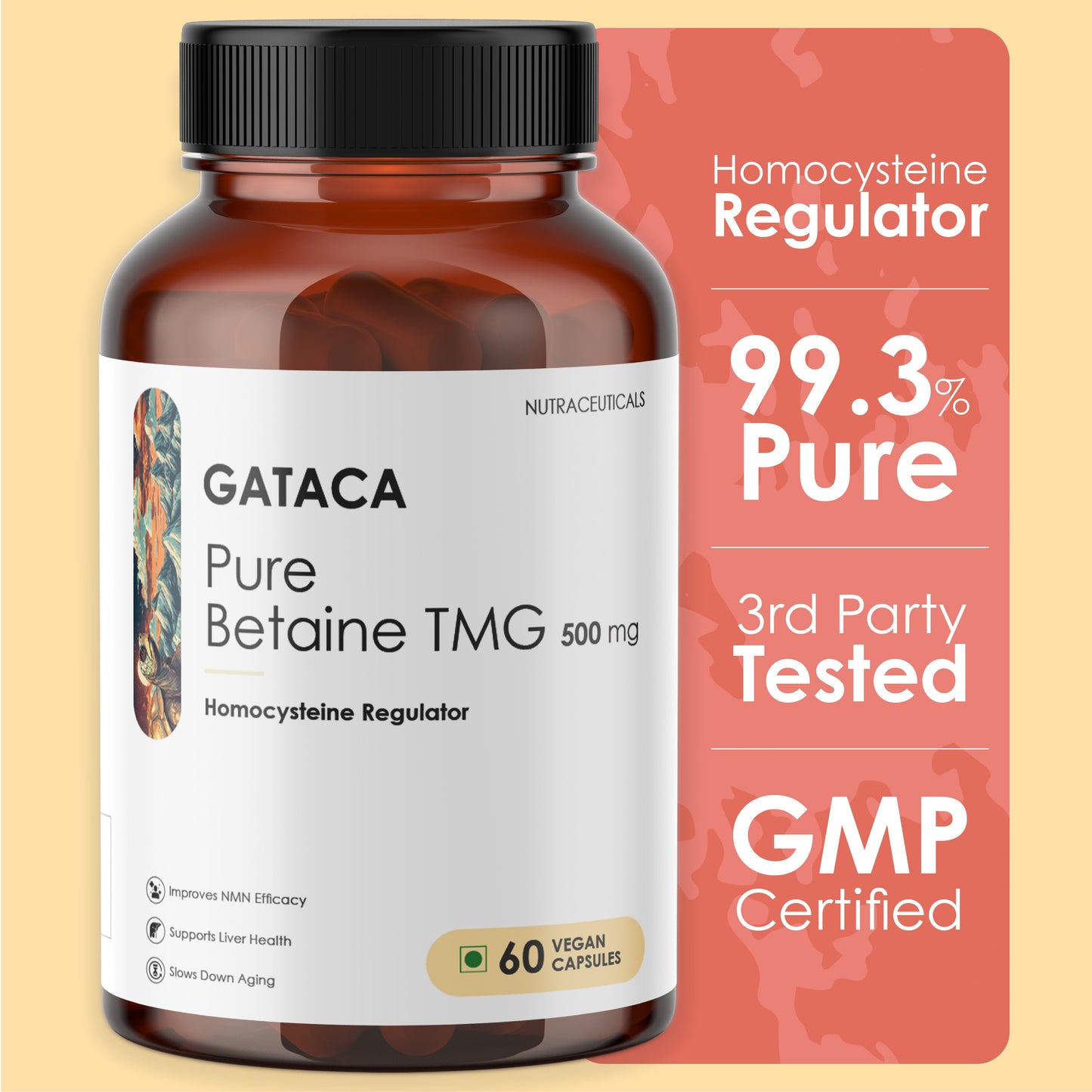 GATACA Pure Betaine TMG - 500 mg Capsules - Distacart