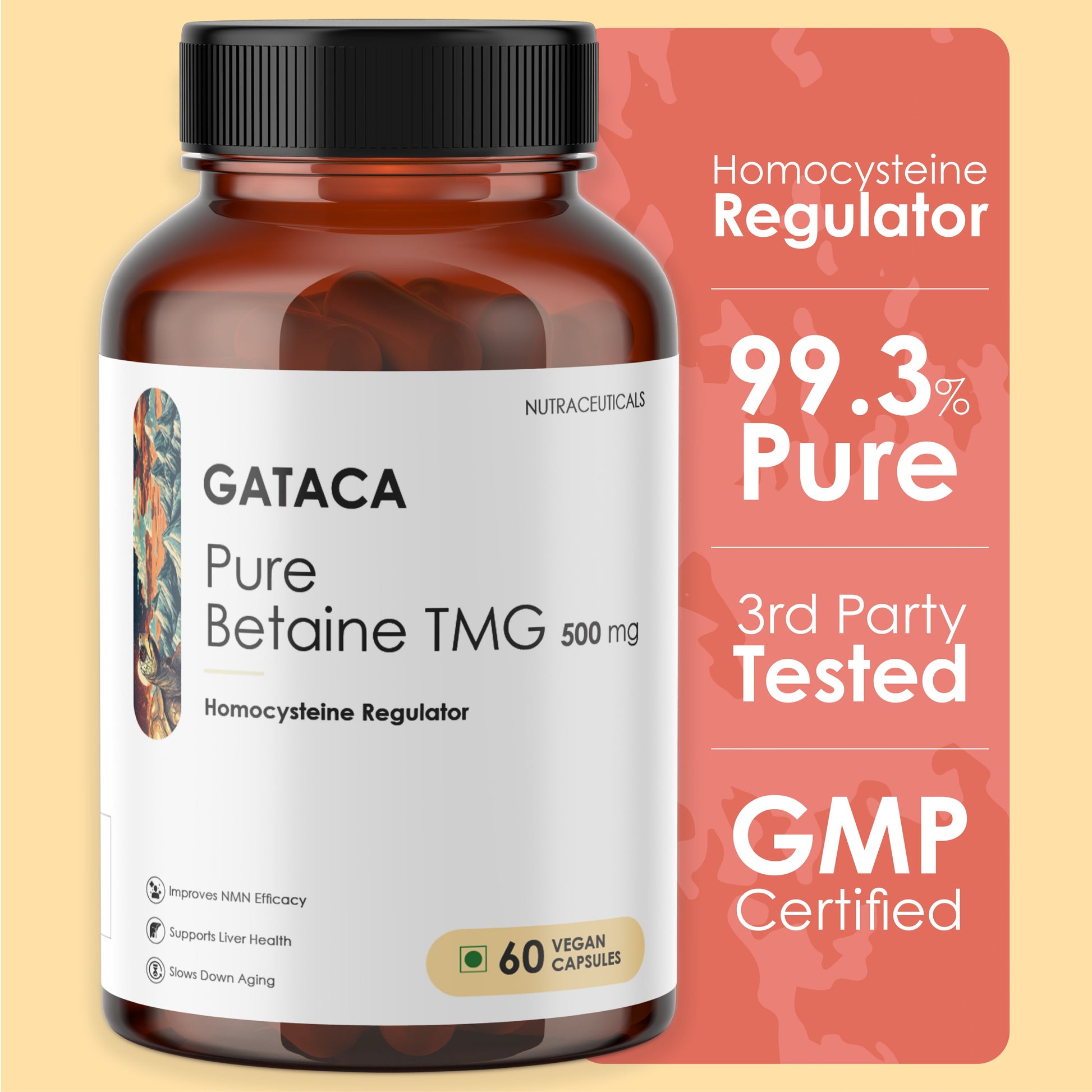 GATACA Pure Betaine TMG - 500 mg Capsules - Distacart