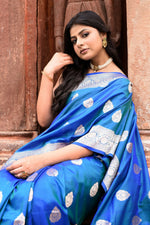 Thumbnail for Joban Fashion Blue Banarasi Katan Pure Handloom Banarasi Silk Saree