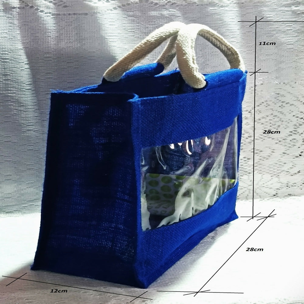 Jute Blue Transpaent Bags Simple, Casual & Very Handy - Distacart